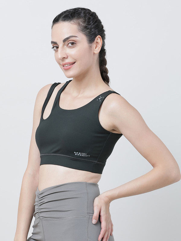 Lovable Dark Green Padded Non Wired Full Coverage Sports Bra - Relay Bra-BA