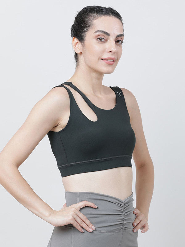 Lovable Dark Green Padded Non Wired Full Coverage Sports Bra - Relay Bra-BA