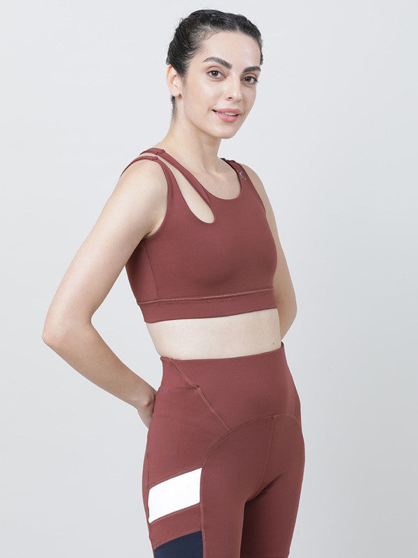 Lovable Dark Brown Padded Non Wired Full Coverage Sports Bra - Relay Bra-NJ