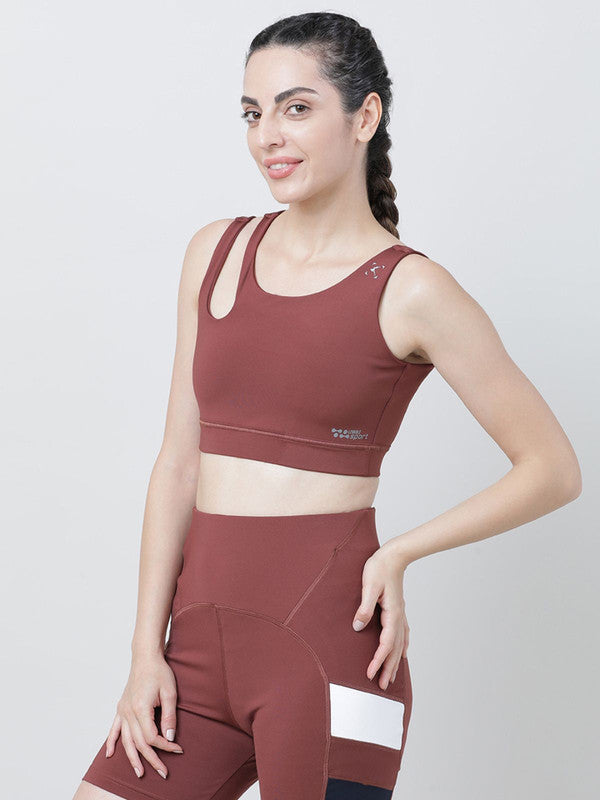 Lovable Dark Brown Padded Non Wired Full Coverage Sports Bra - Relay Bra-NJ