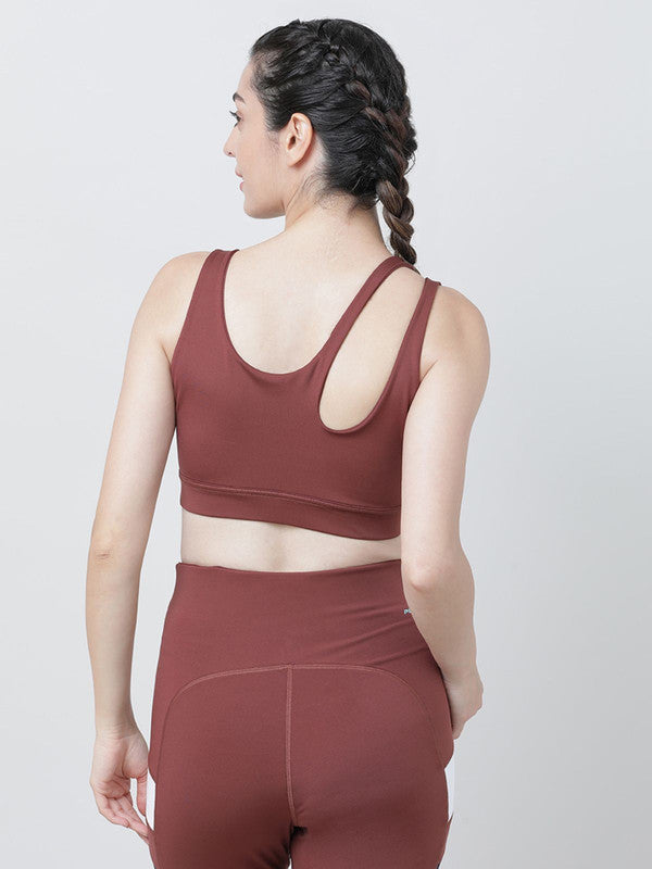 Lovable Dark Brown Padded Non Wired Full Coverage Sports Bra - Relay Bra-NJ