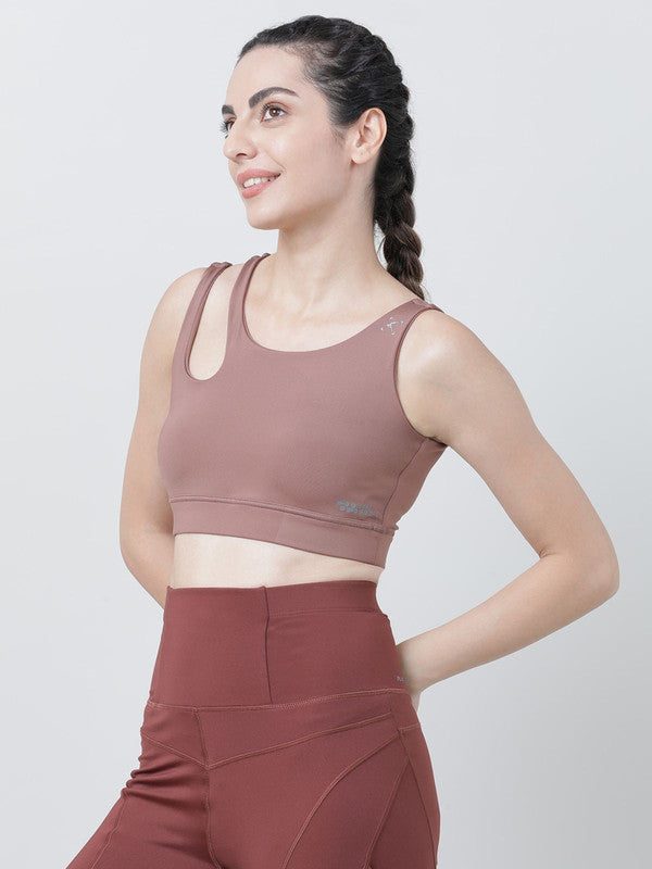 Lovable Light Brown Padded Non Wired Full Coverage Sports Bra - Relay Bra-MM