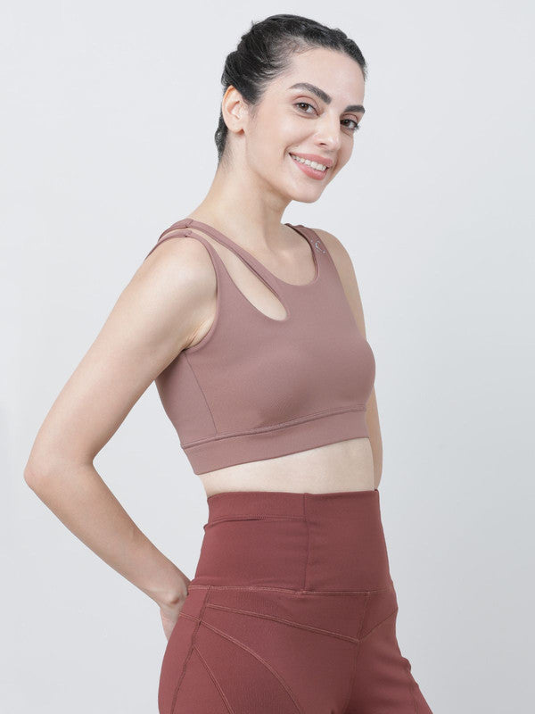 Lovable Light Brown Padded Non Wired Full Coverage Sports Bra - Relay Bra-MM