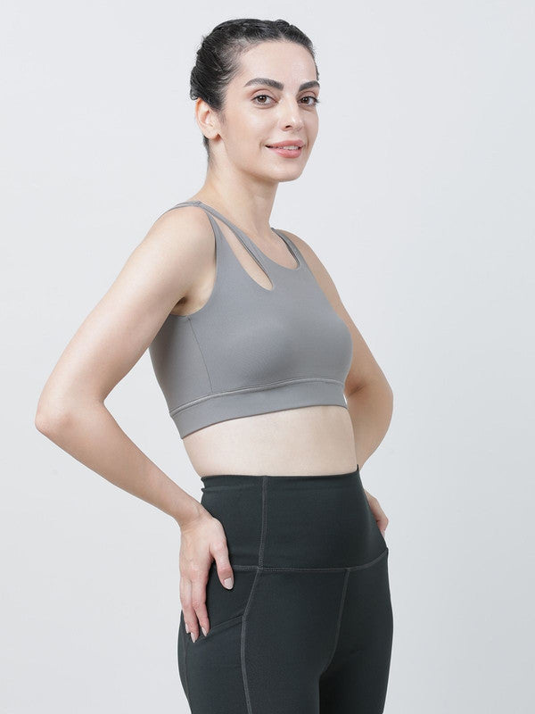 Lovable Cool Grey Padded Non Wired Full Coverage Sports Bra - Relay Bra-CG
