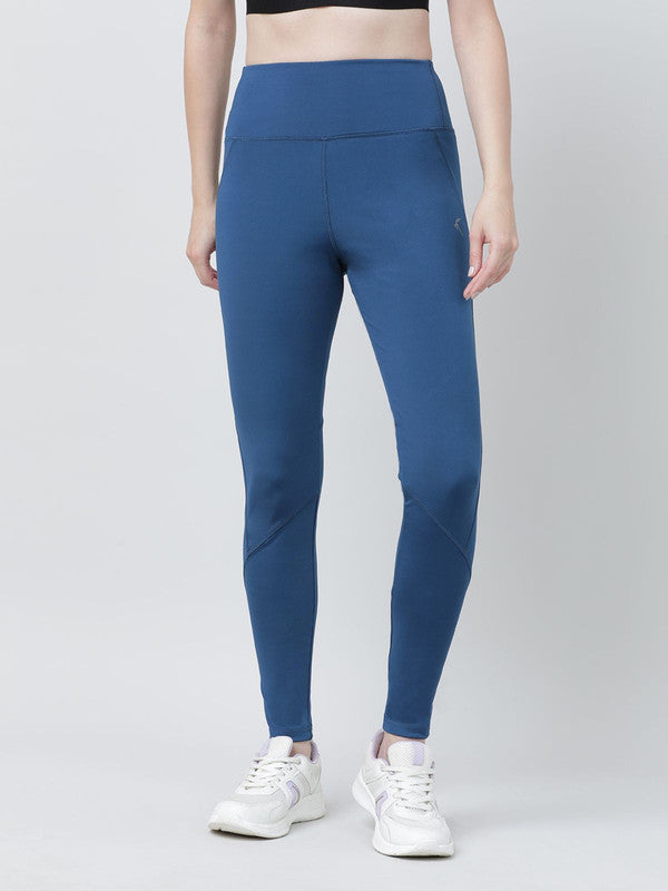 Women Aqua Blue Solid Tights - AERO TERRAIN-AB