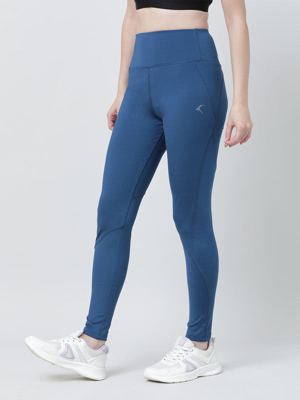 Women Aqua Blue Solid Tights - AERO TERRAIN-AB