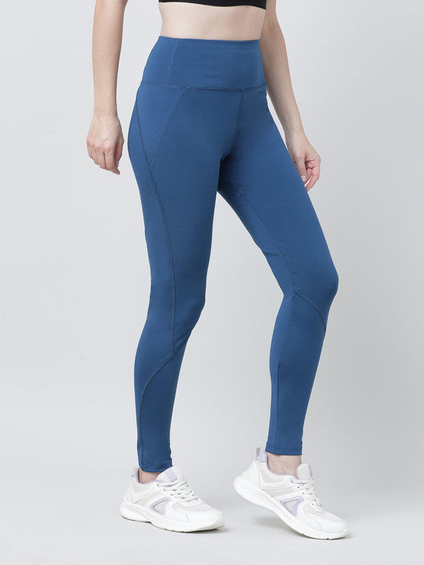 Women Aqua Blue Solid Tights - AERO TERRAIN-AB