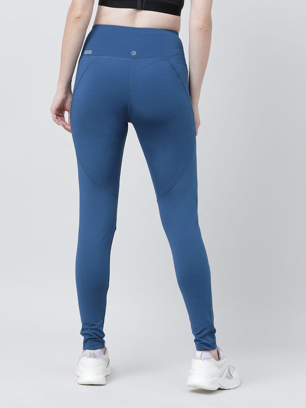 Women Aqua Blue Solid Tights - AERO TERRAIN-AB