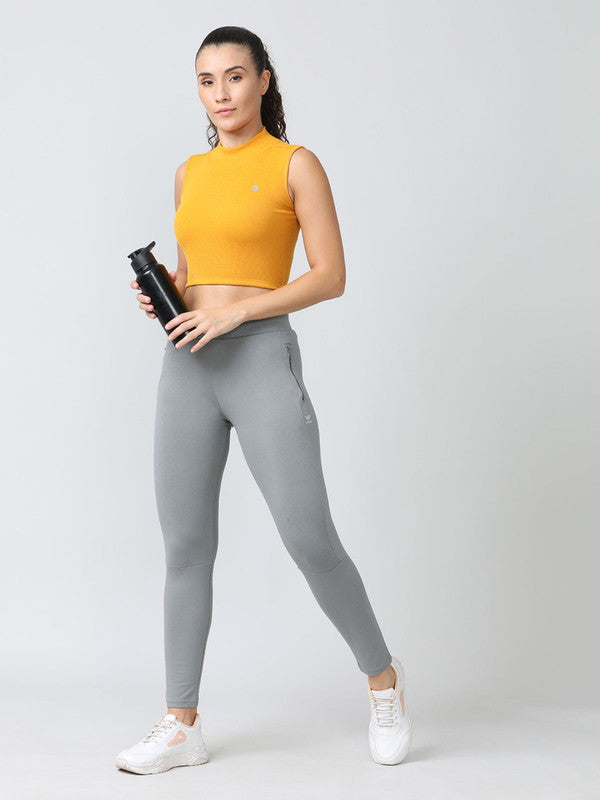 Women Mustard Solid High Neck Tank Top - STUNNER TANK -05-MS