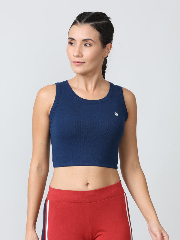 Women Navy Solid Tank Top - STUNNER TANK -06-NY