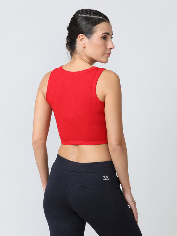 Women Crimson Red Solid Tank Top - STUNNER TANK -06-CR