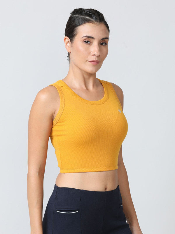 Women Mustard Solid Tank Top - STUNNER TANK -06-MS