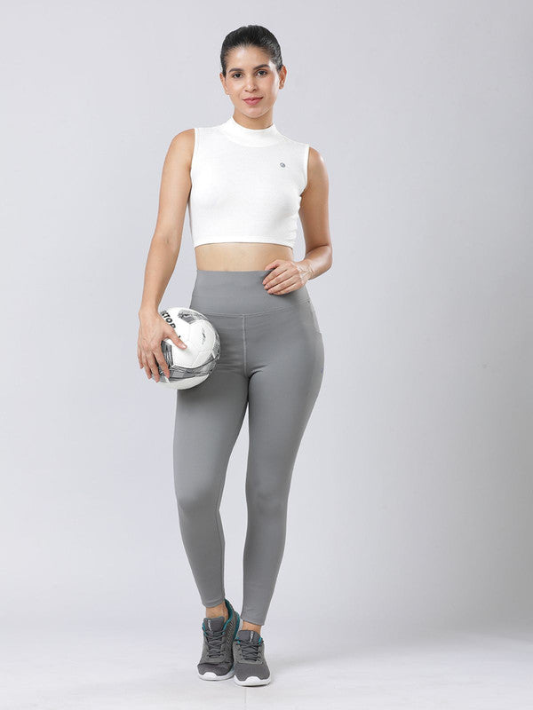 Women Cool Grey Solid Tights - LAY UP-CG