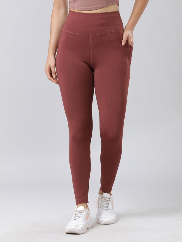 Women Brown Solid Tights - LAY UP-NJ