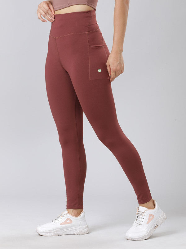 Women Brown Solid Tights - LAY UP-NJ