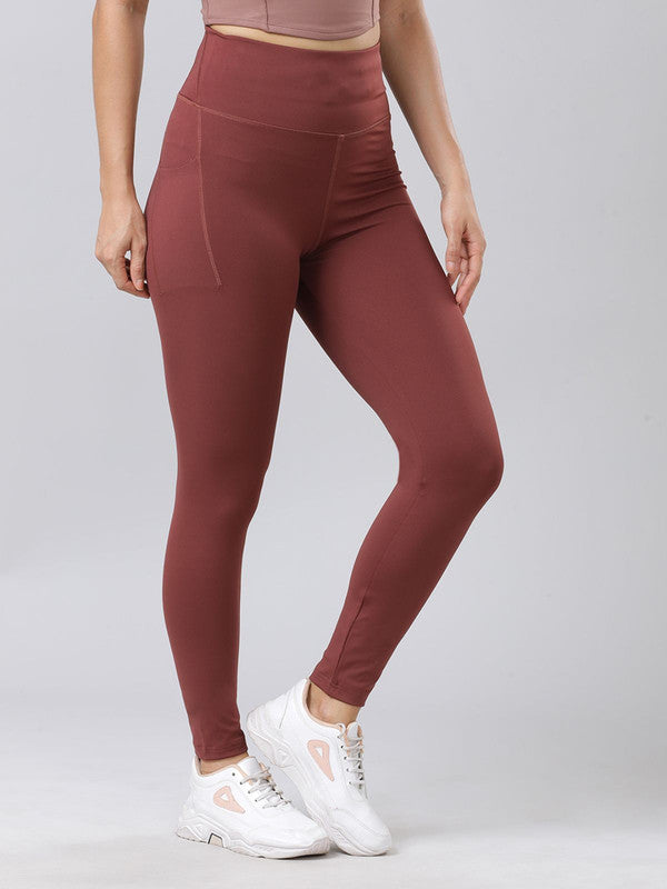 Women Brown Solid Tights - LAY UP-NJ