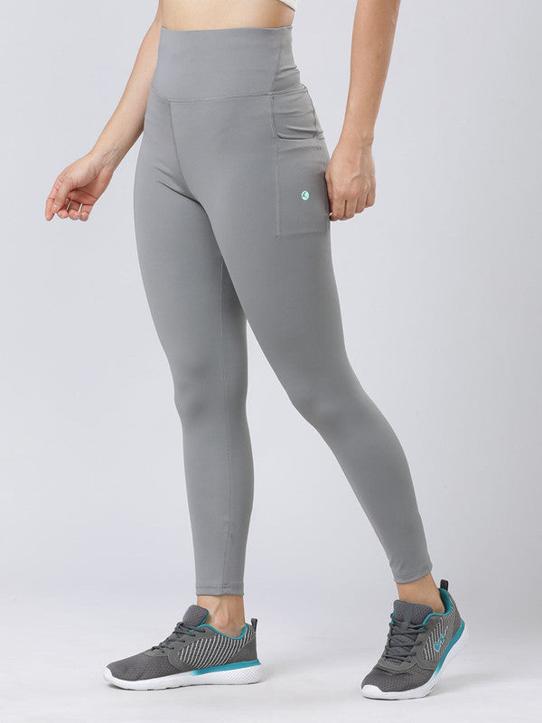 Women Cool Grey Solid Tights - LAY UP-CG