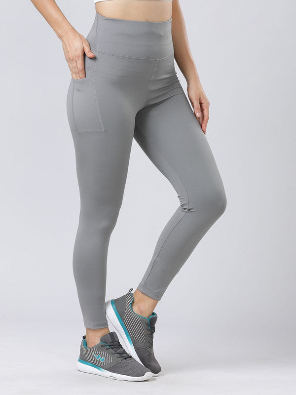Women Cool Grey Solid Tights - LAY UP-CG
