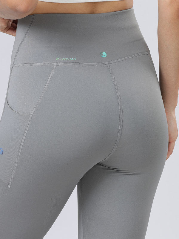 Women Cool Grey Solid Tights - LAY UP-CG