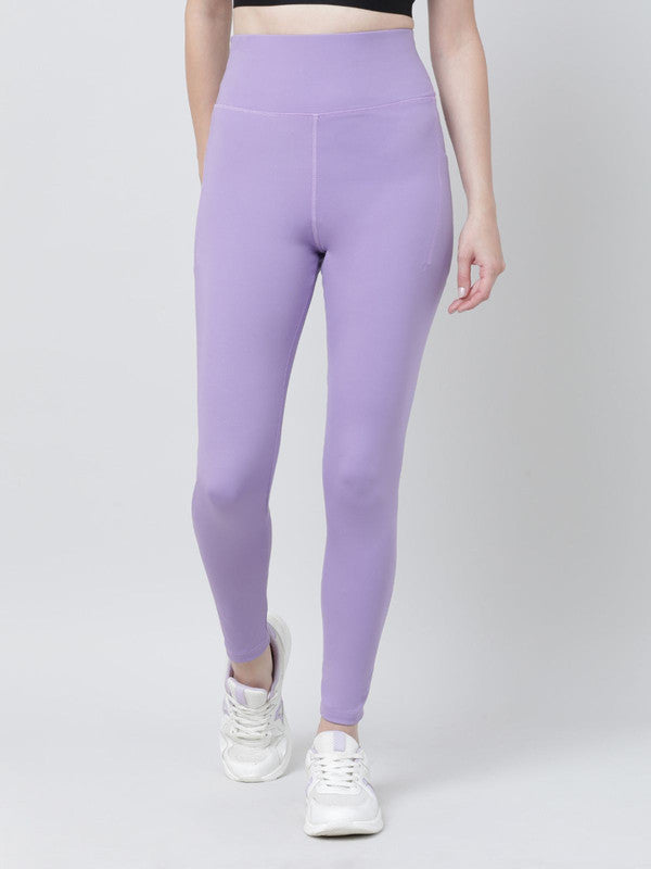 Women Purple Solid Tights - LAY UP-PA