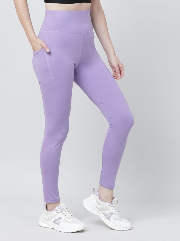 Women Purple Solid Tights - LAY UP-PA