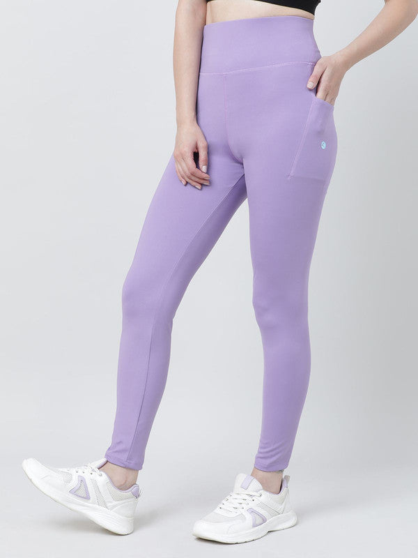 Women Purple Solid Tights - LAY UP-PA