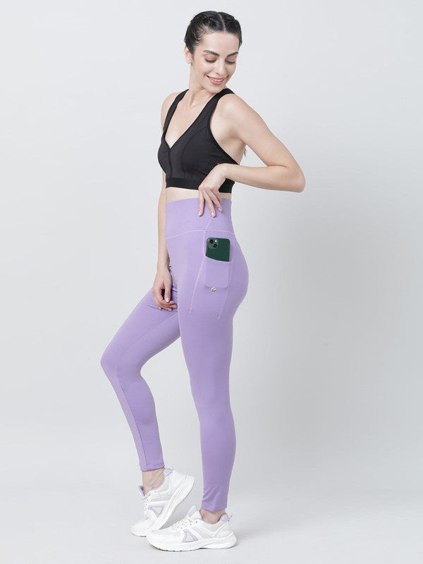 Women Purple Solid Tights - LAY UP-PA