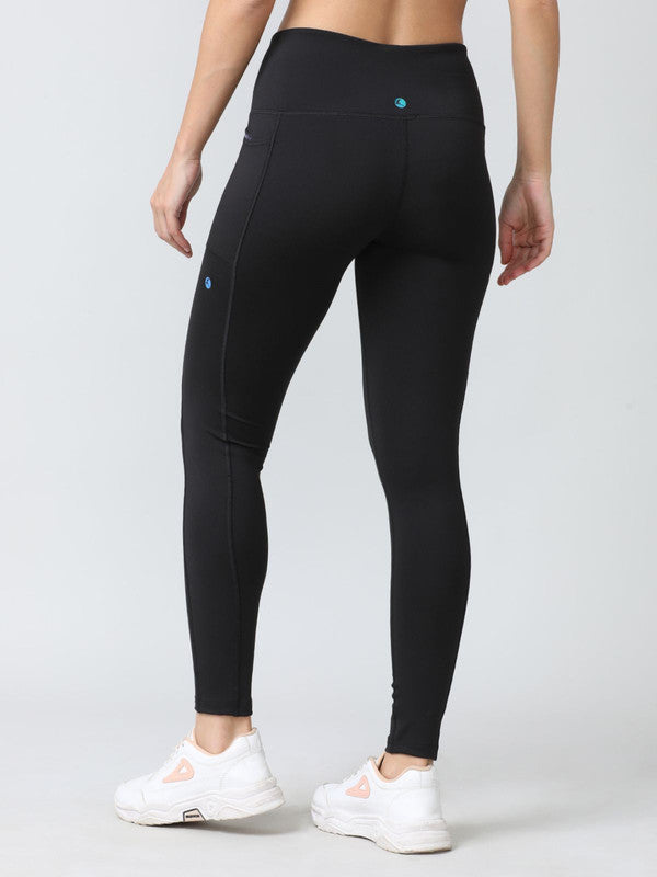 Women Black Solid Tights - Base Runner-BK