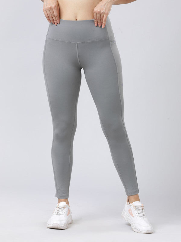 Women Cool Grey Solid Tights - Base Runner-CG