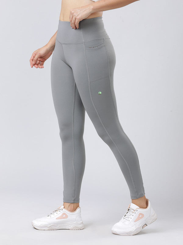 Women Cool Grey Solid Tights - Base Runner-CG