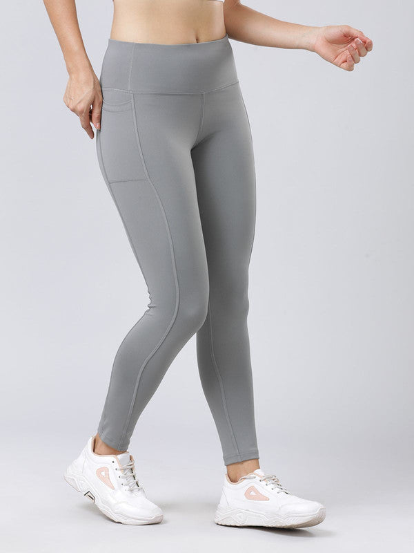 Women Cool Grey Solid Tights - Base Runner-CG