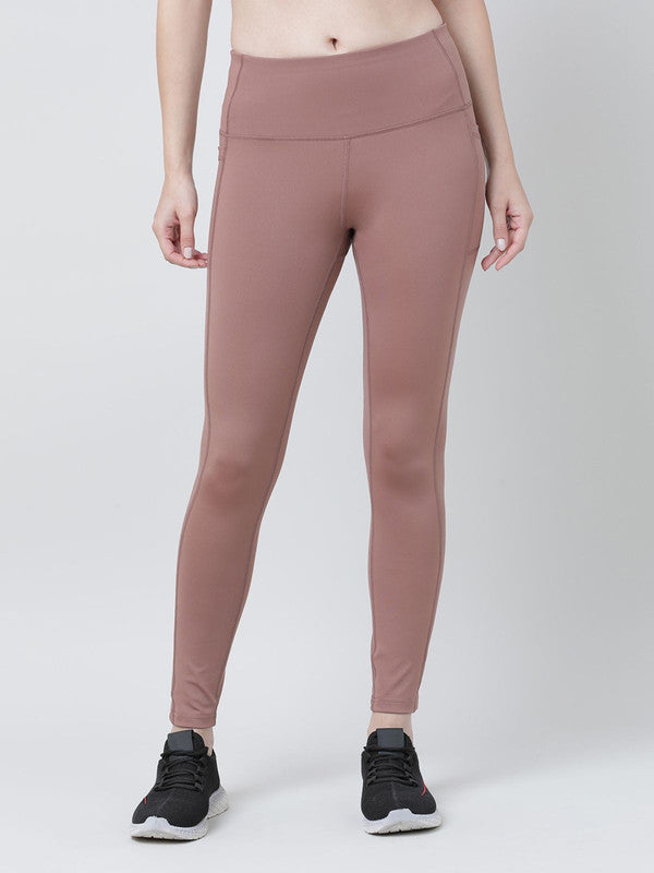 Women Mud Merlot (Light Brown) Solid Tights - Base Runner-MM