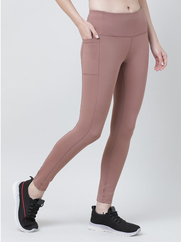 Women Mud Merlot (Light Brown) Solid Tights - Base Runner-MM