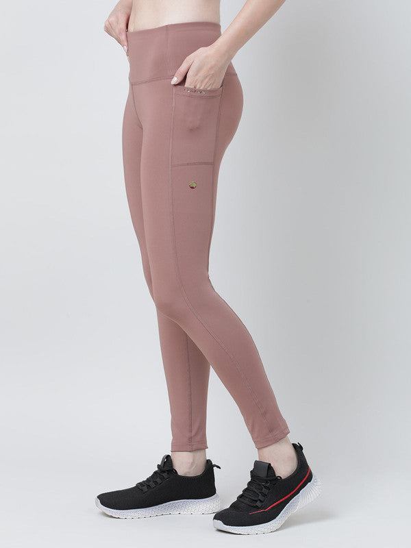 Women Mud Merlot (Light Brown) Solid Tights - Base Runner-MM