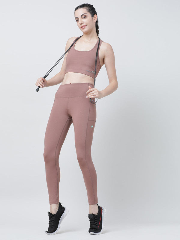 Women Mud Merlot (Light Brown) Solid Tights - Base Runner-MM