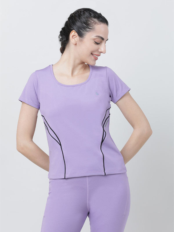 Women Purple Ash Solid Tops & T-Shirts - BEACH TEE-PA