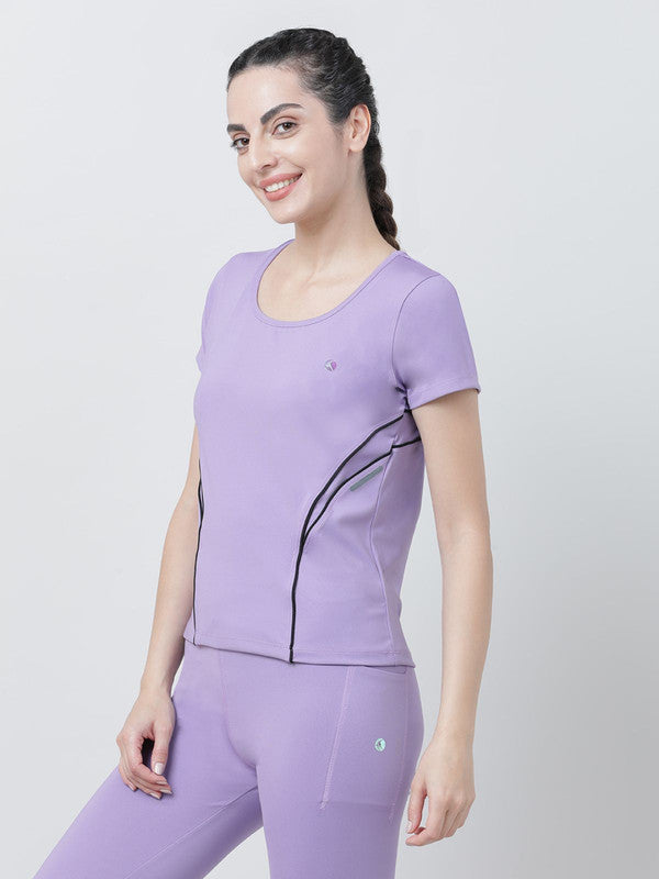 Women Purple Ash Solid Tops & T-Shirts - BEACH TEE-PA