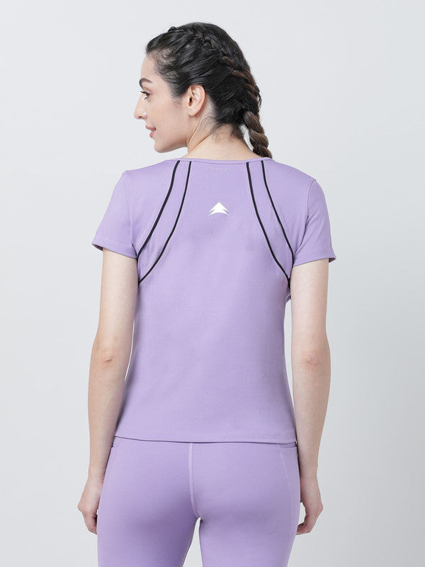 Women Purple Ash Solid Tops & T-Shirts - BEACH TEE-PA