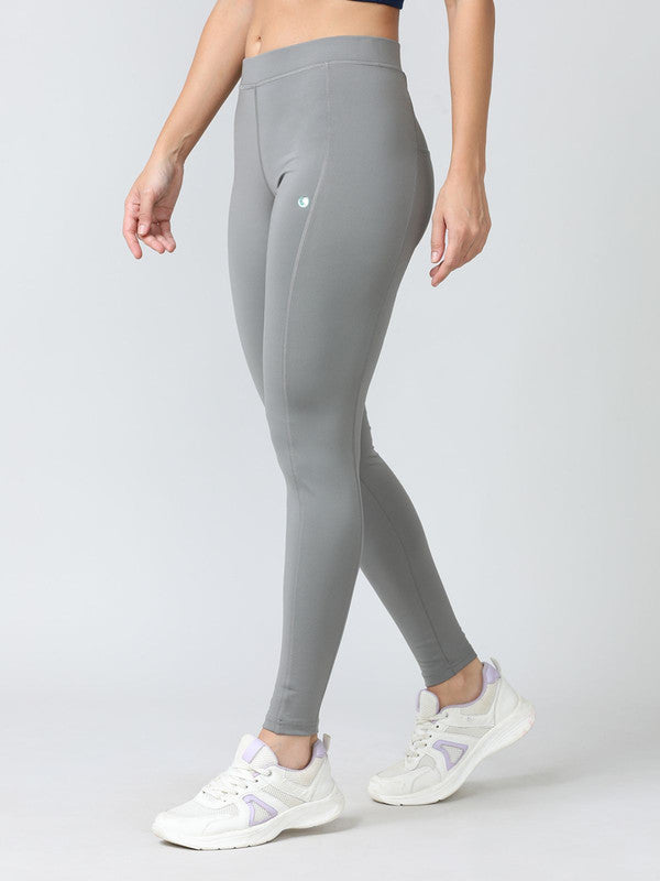 Women Cool Grey Solid Tights - DOUBLE PLAY-CG