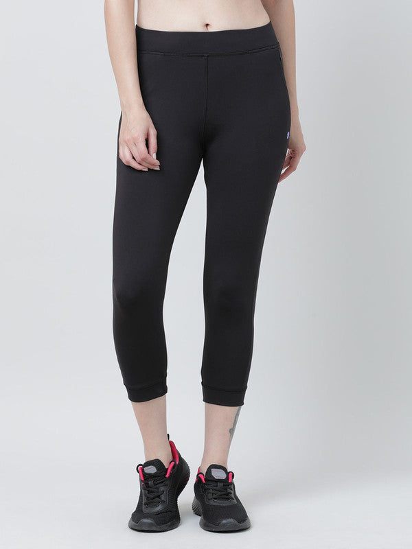 Women Black Solid Long Capri - LONG RANGE CAPRI-BK