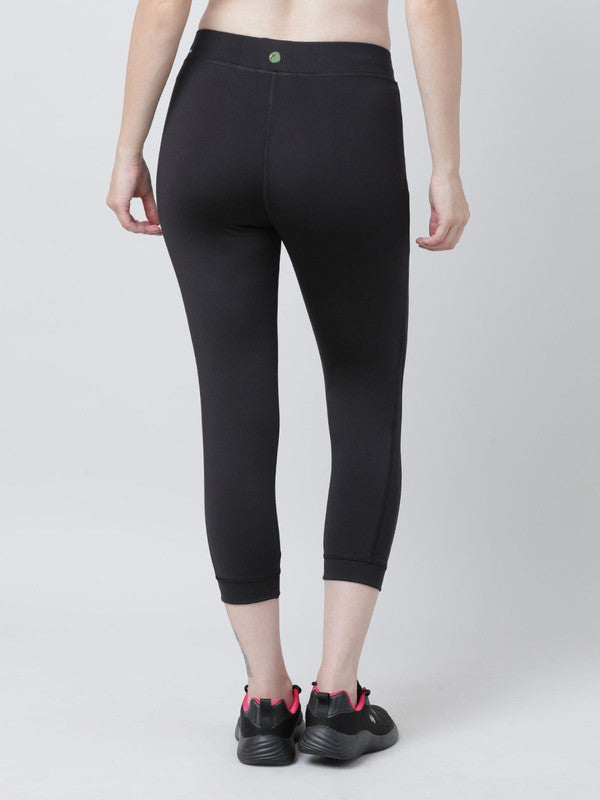 Women Black Solid Long Capri - LONG RANGE CAPRI-BK