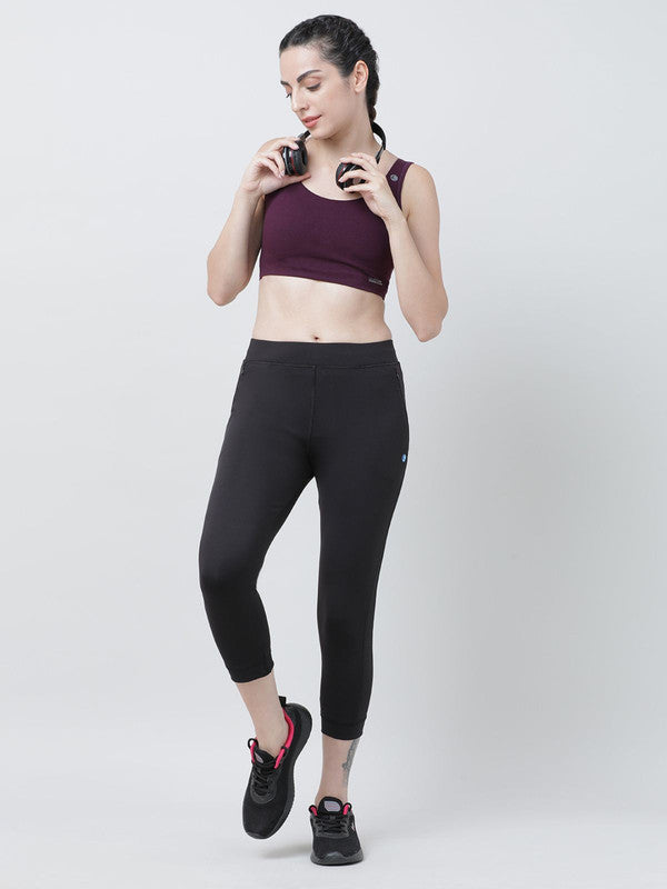 Women Black Solid Long Capri - LONG RANGE CAPRI-BK