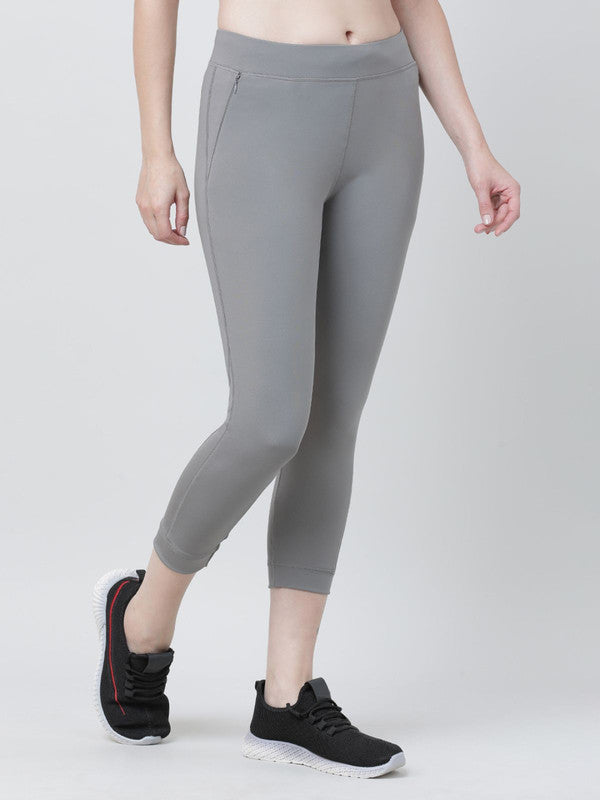 Women Cool Grey Solid Long Capri - LONG RANGE CAPRI-CG