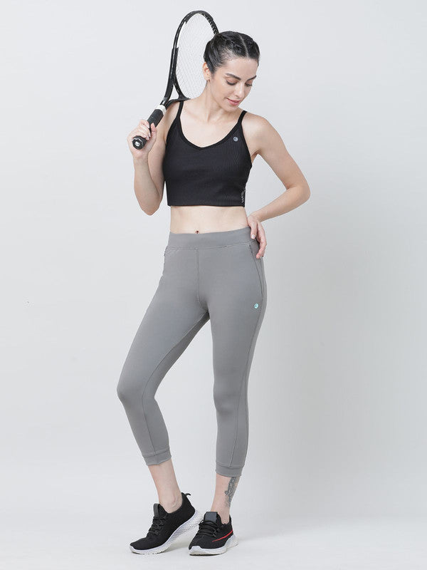 Women Cool Grey Solid Long Capri - LONG RANGE CAPRI-CG