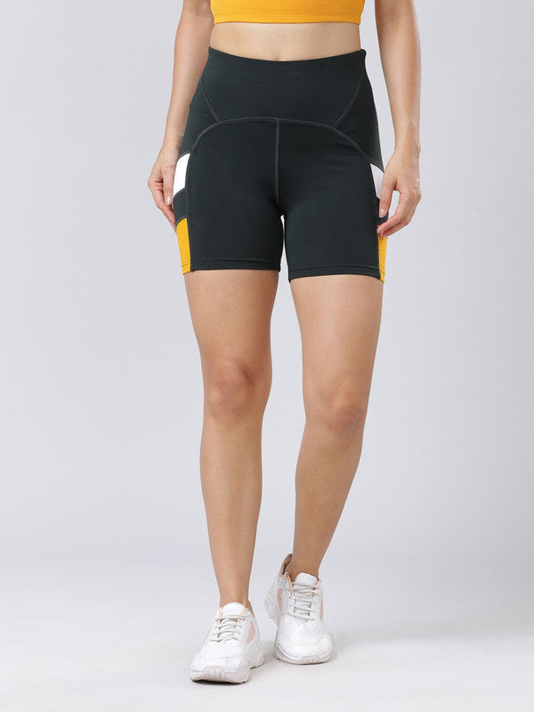 Women Dark green and Mustard Solid Shorts - POINT - Shorts for Women | Lovable India