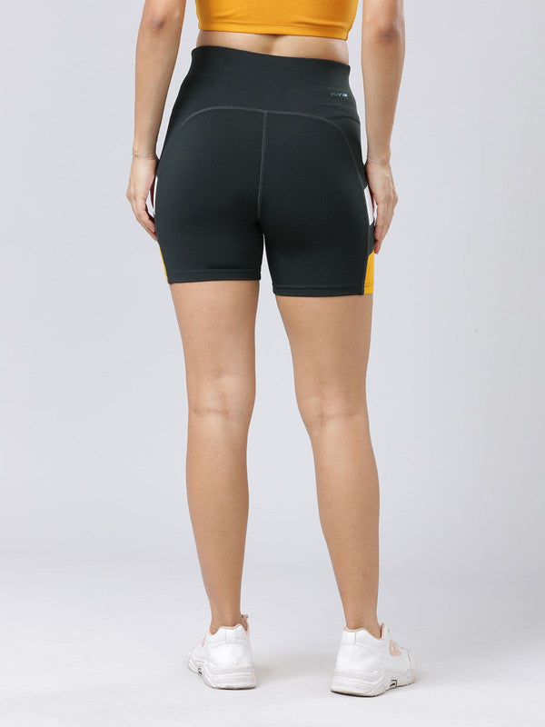 Women Dark green and Mustard Solid Shorts - POINT - Detail View | Lovable India