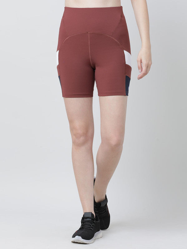 Women Brown and Navy Solid Shorts - POINT SHORT-NJ-NY