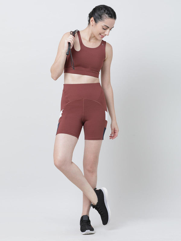 Women Brown and Navy Solid Shorts - POINT SHORT-NJ-NY