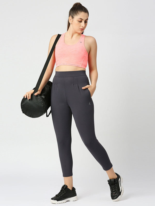 Women Steel Grey Solid Track Pant- THE EDGE PANT- STG