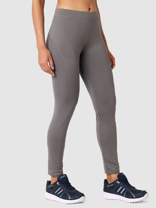 Women Cool Grey Solid Tights - Aero Sprinter - CG